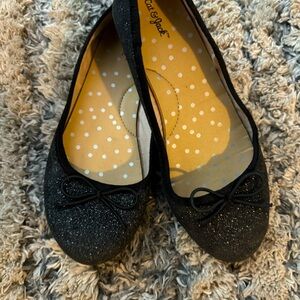 Girls black sparkle flats